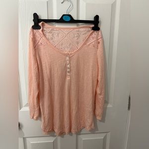 Neon Soul Lace Yolk Tee Light Pink NWOT